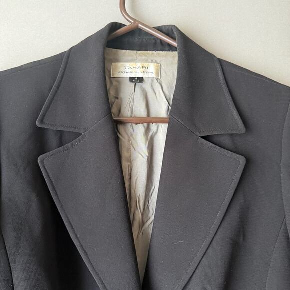 Tahari sz 8 black snap button work career blazer Jacket - Picture 3 of 9